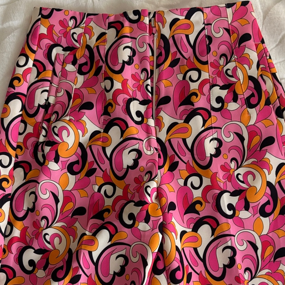 Zara Pink and Orange Patterned Cropped Pants